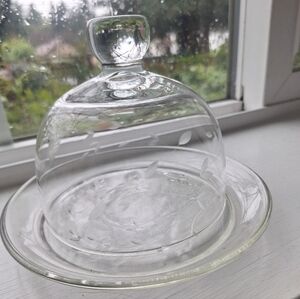 1980's Princess House Glass Butter Or Cheese Dish with Heritage Design